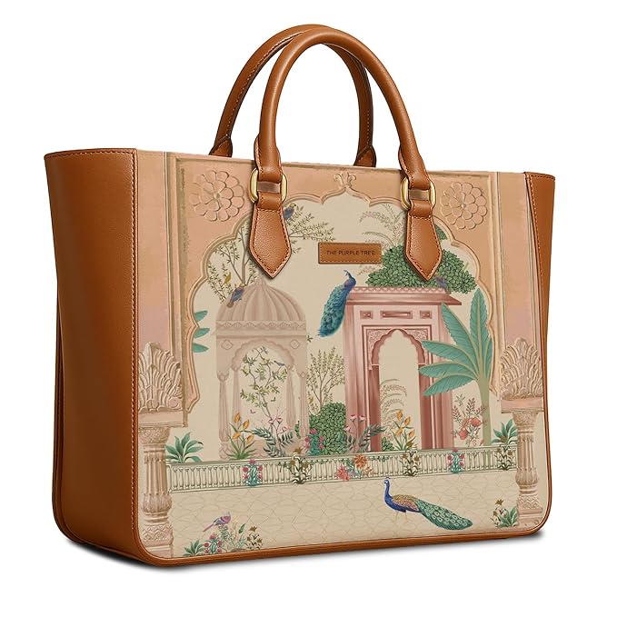 Gulbagh Peacock Garden Print Handbag