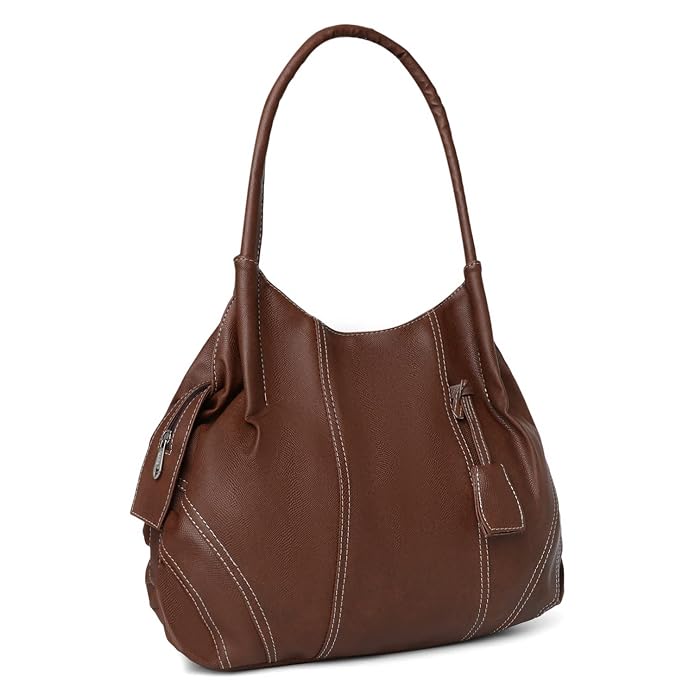 Tara Contrast-Stitch Hobo Handbag